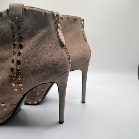 LOLA CRUZ PHOENIX TAUPE GREY STUDDED STILETTO HEELS POINTED TOE BOOTIES - 40 (9) - Picture 7 of 12